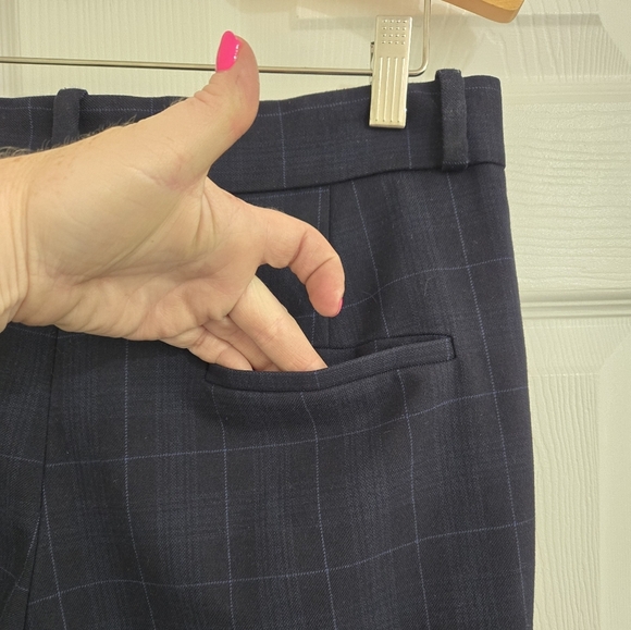 Maje Stylish Trouser Pants Women's Size  38(M) Dark Blue Plaid Straight Leg - Picture 10 of 15
